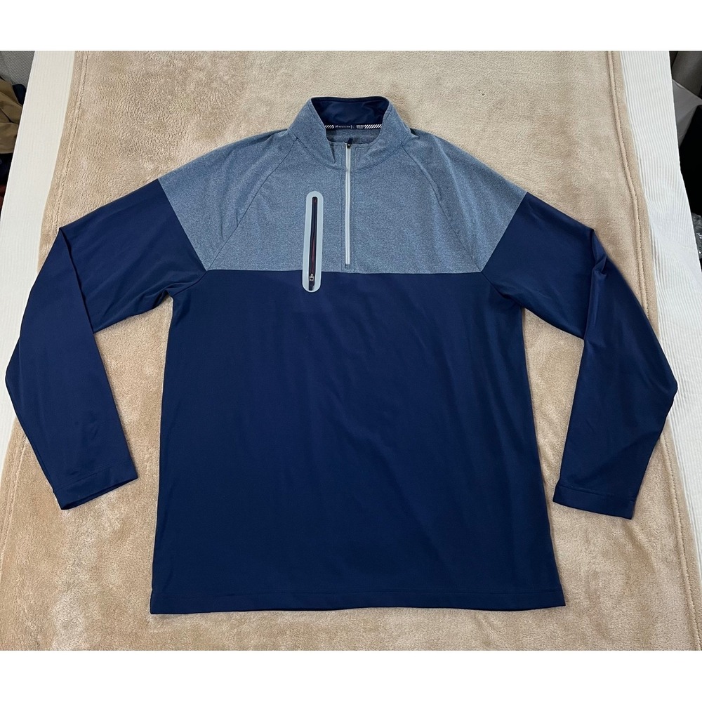 Southern‎ Tide Pullover Men's Large Blue Colorblock Performance Quarter Zip EUC